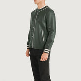 Kamix Green Leather Varsity Jacket